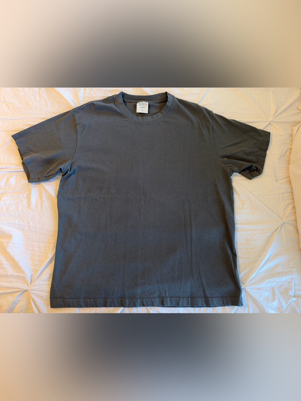 Maison Article Men's Gray Solid Crew Neck Short Sleeve T-Shirt Size L